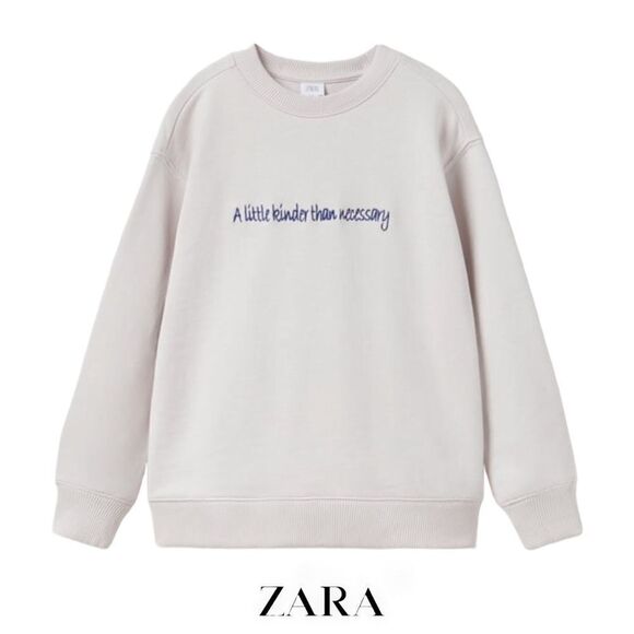 ZARA Kids | Ice | EMBROIDERED TEXT SWEATSHIRT - Picture 1 of 4